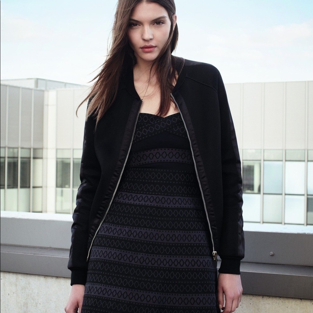 MAJE Elyana Mesh Black Bomber Jacket